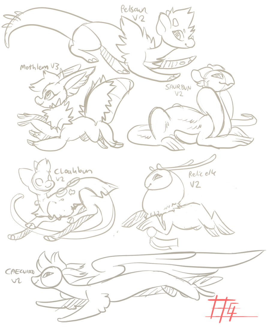 Unactive species doodle concepts