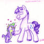 Spike and Rarity R63 sketch