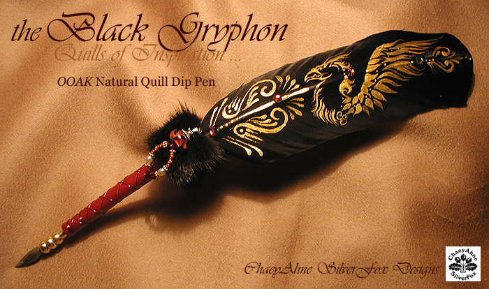 Black Gryphon Feather Pen