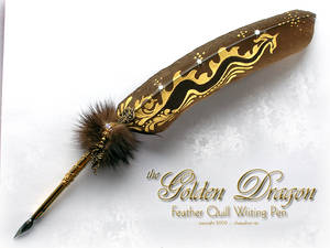 Golden Dragon Tail Feather Pen