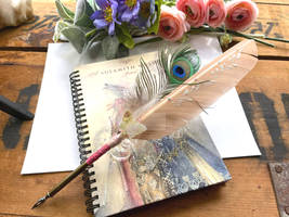 LITTLE BUTTERFLY Feather Quill Pen with Journal