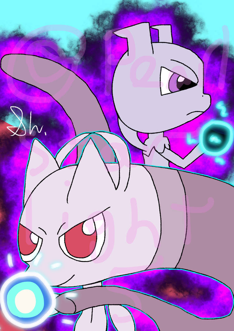 Two Pokemon Psychic Mewtwos by PearlStarLight5 on DeviantArt