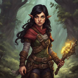 Dark Haired female Halfling