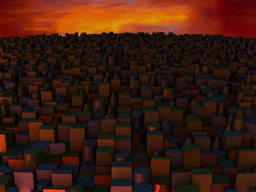 Very Overcrowded City at nightfall