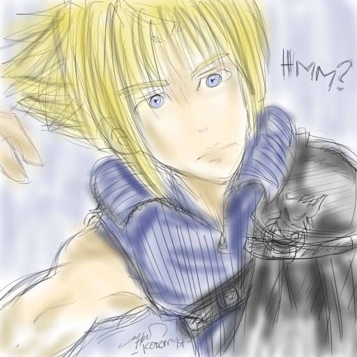 Cloud Strife sketch coloured