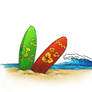 Beach with surfboards