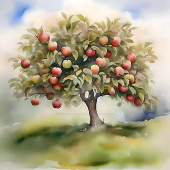 Apple Tree Day A - Jan 6 - Watercolor and Pen