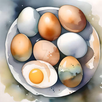 National Egg Month January E - Watercolors