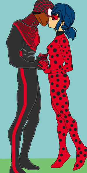Miles Morales x Ladybug Marinette Interracial kiss