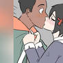 Miles Morales x Peni Parker blasian kiss