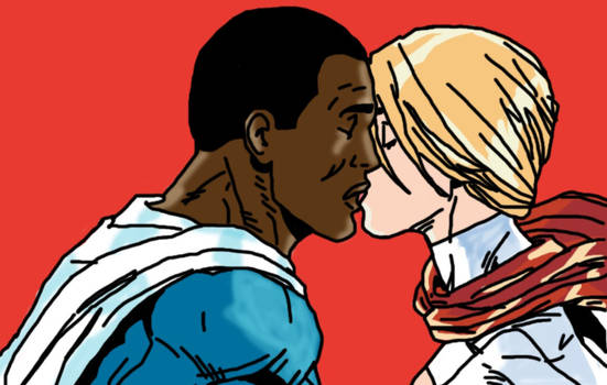 DC Superman Val Zod x Power Girl Interracial kiss