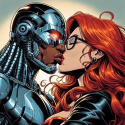 DC Cyborg x Barbara Gordon Interracial kiss BMWW