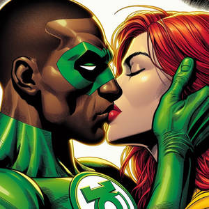 DC John Stewart x Hawkgirl Interracial kiss BMWW 1