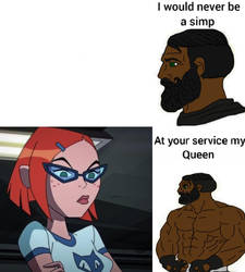 Black Man simping Cartoon Redhead Waifu