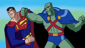 Martian Manhunter vs Superman fight fanart