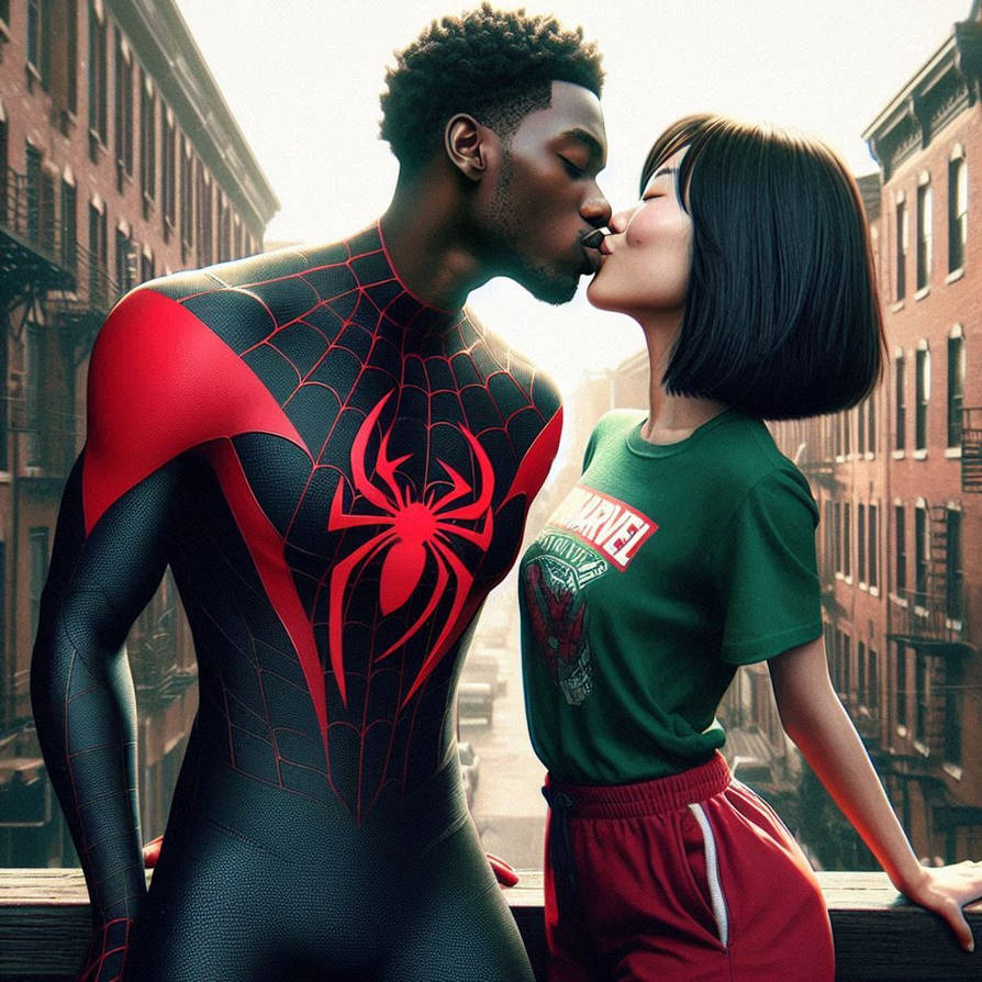 Awbm Miles Morales Interracial blasian kiss BMAW AWBM by DukeThomas on ...