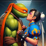 TMNT Mikey x Chun-Li Interspecies kiss