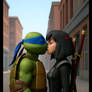 TMNT 2003 Leo x Karai Leorai Interspecies kiss