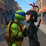 TMNT 2003 Leo x Karai Leorai Interspecies kiss