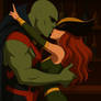 Martian Manhunter x Hawkgirl Interspecies kiss