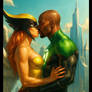 Hawklantern John x Hawkgirl Interracial kiss BMWW