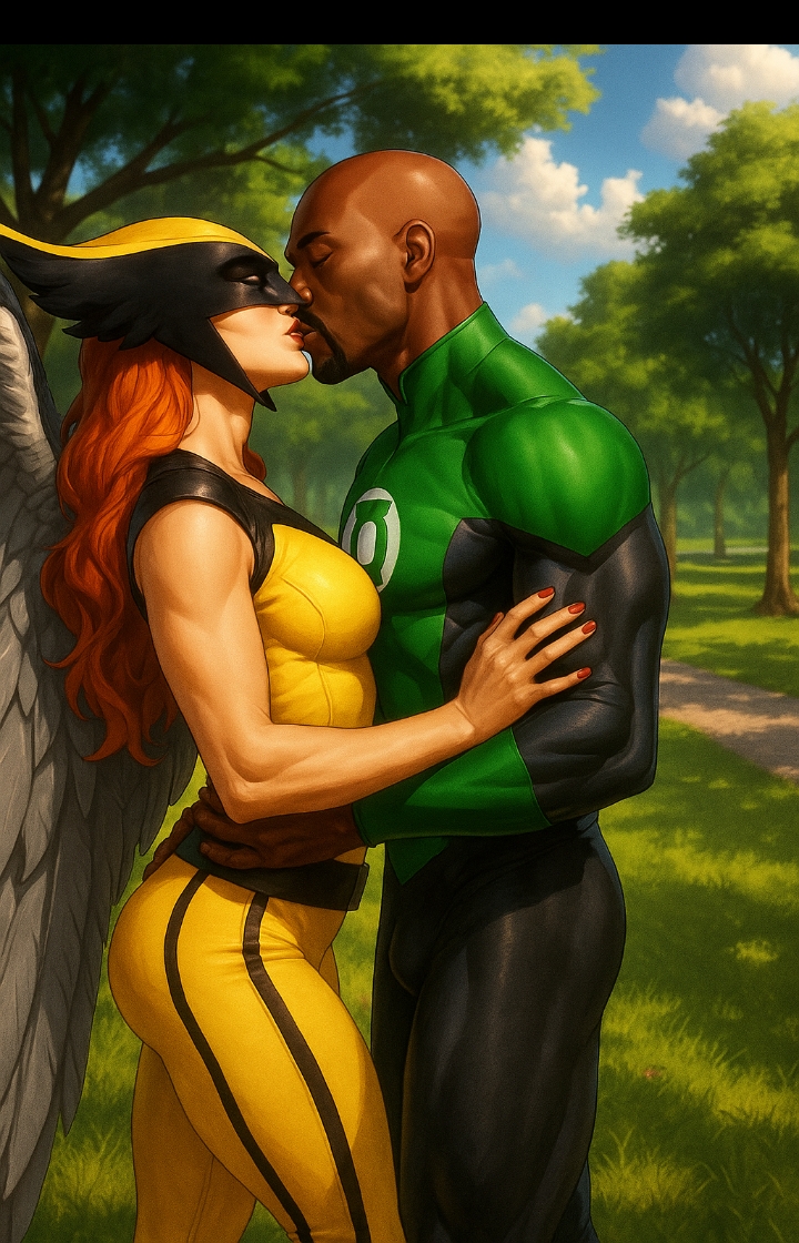 DC John Stewart x Hawkgirl Interracial kiss BMWW