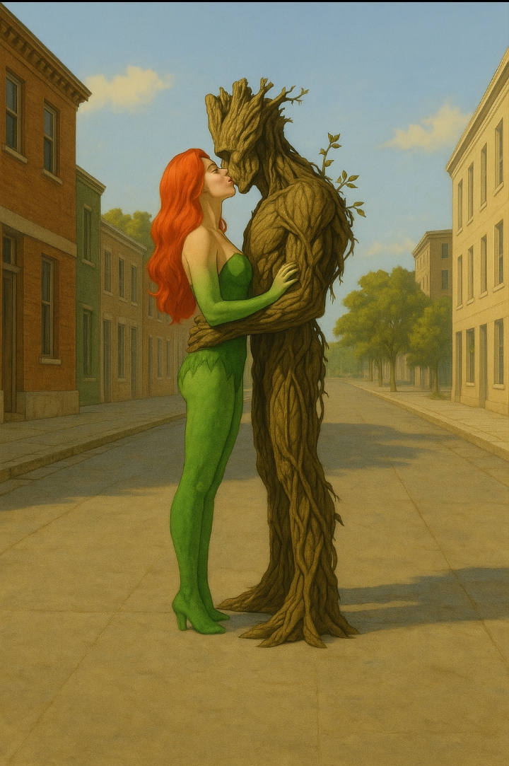 Groot x Poison Ivy Pamela Isley Interspecies kiss