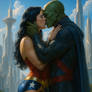 Wonder Woman Diana x J'onn Interspecies kiss