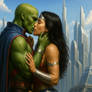 J'onn x Wonder Woman Diana Interspecies kiss