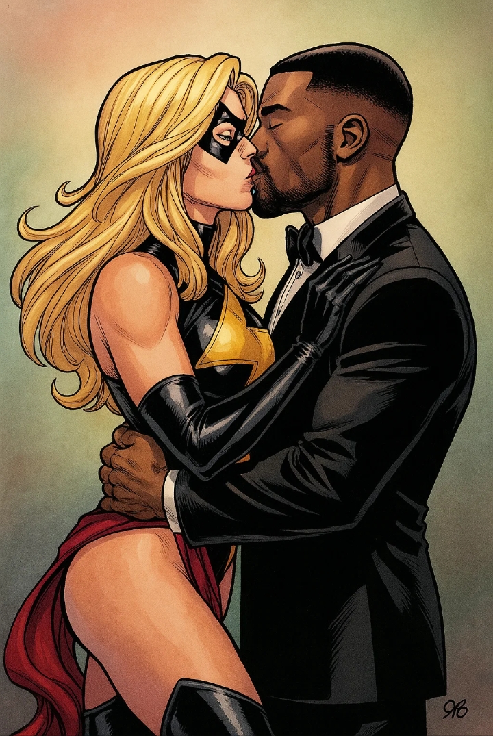 Ms Marvel Carol Danvers Interracial kiss BMLWW