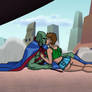 Martian Manhunter x Hawkgirl Interspecies kiss