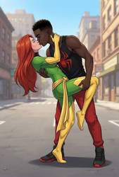 Miles Morales x Jean Grey AU Interracial kiss WWKBM BMKWW