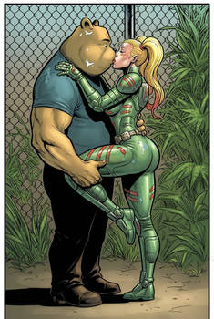 Bear Pooh x human Piglet Interspecies kiss