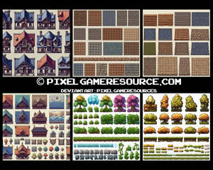 2D RPG Maker and Game Outdoor Buildings Bundle