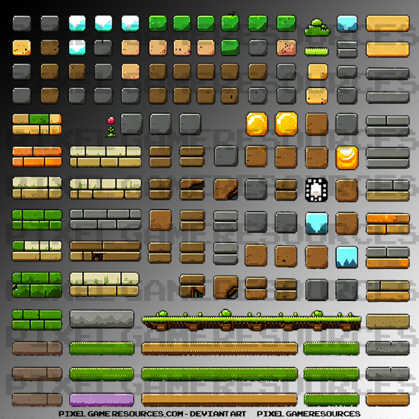 2d Pixel Platform Game Assets PNG PSD- 125 Blocks by PixelGameResources ...