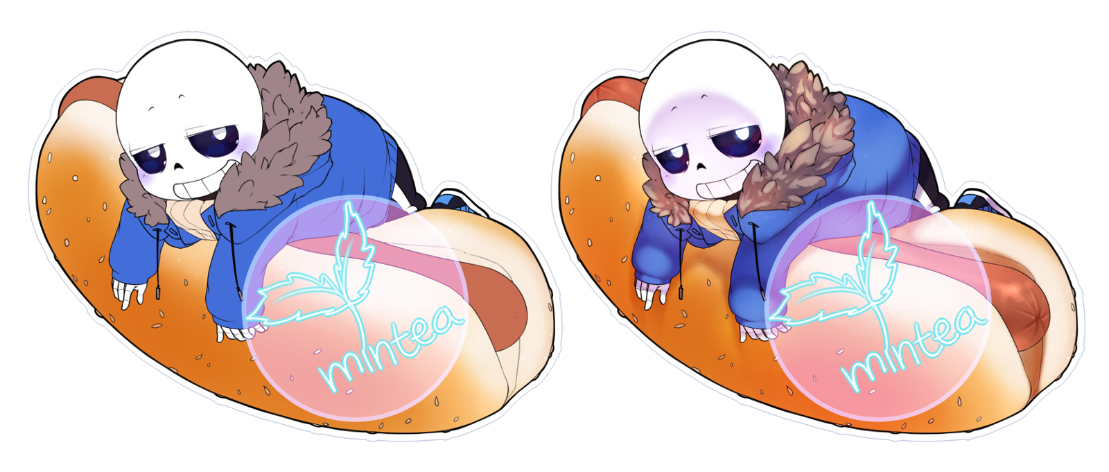 Sans Hotdog Sticker Comparison