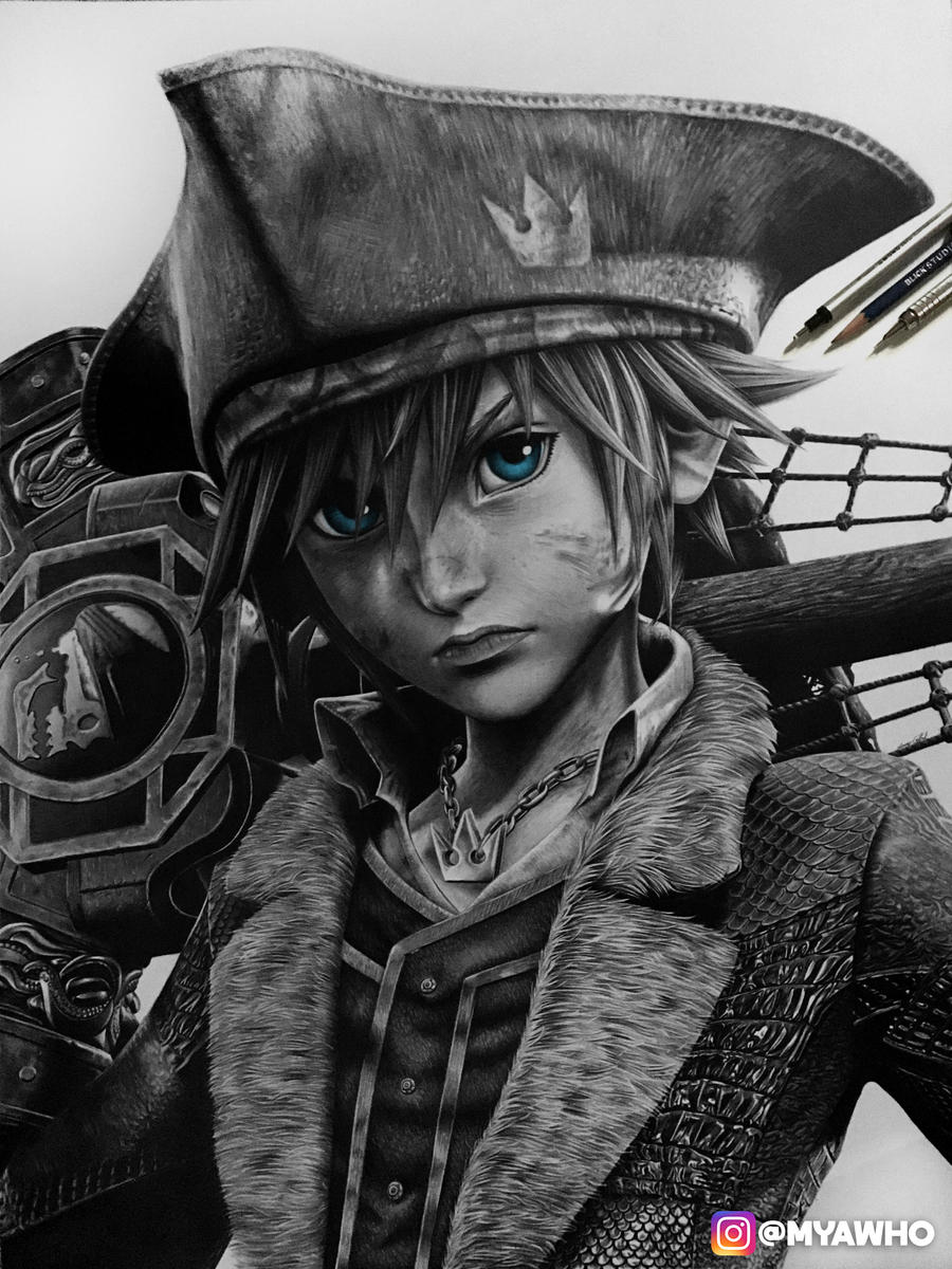 Pirate Sora Graphite Drawing by MyaWho