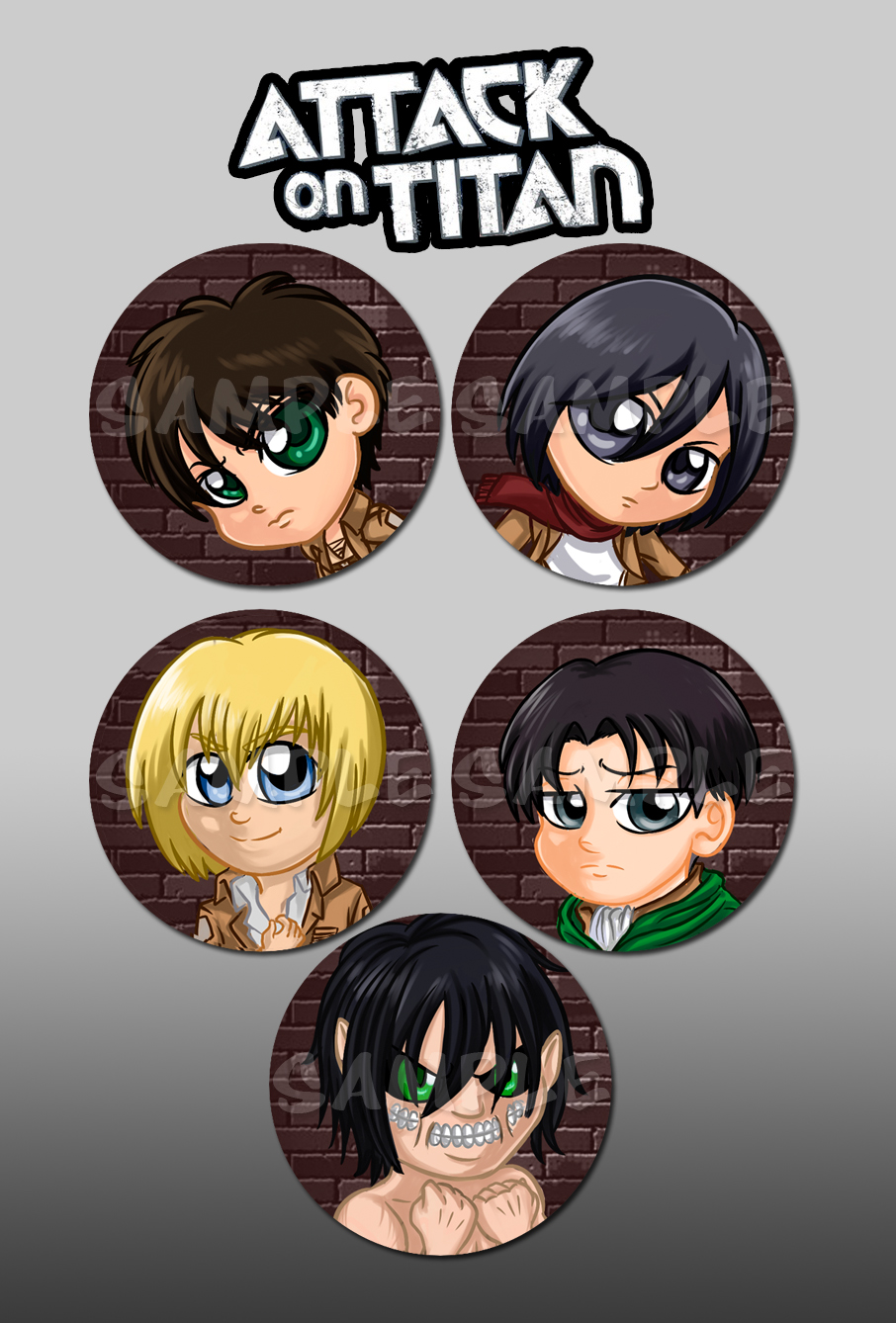 SnK Chibi Button Set