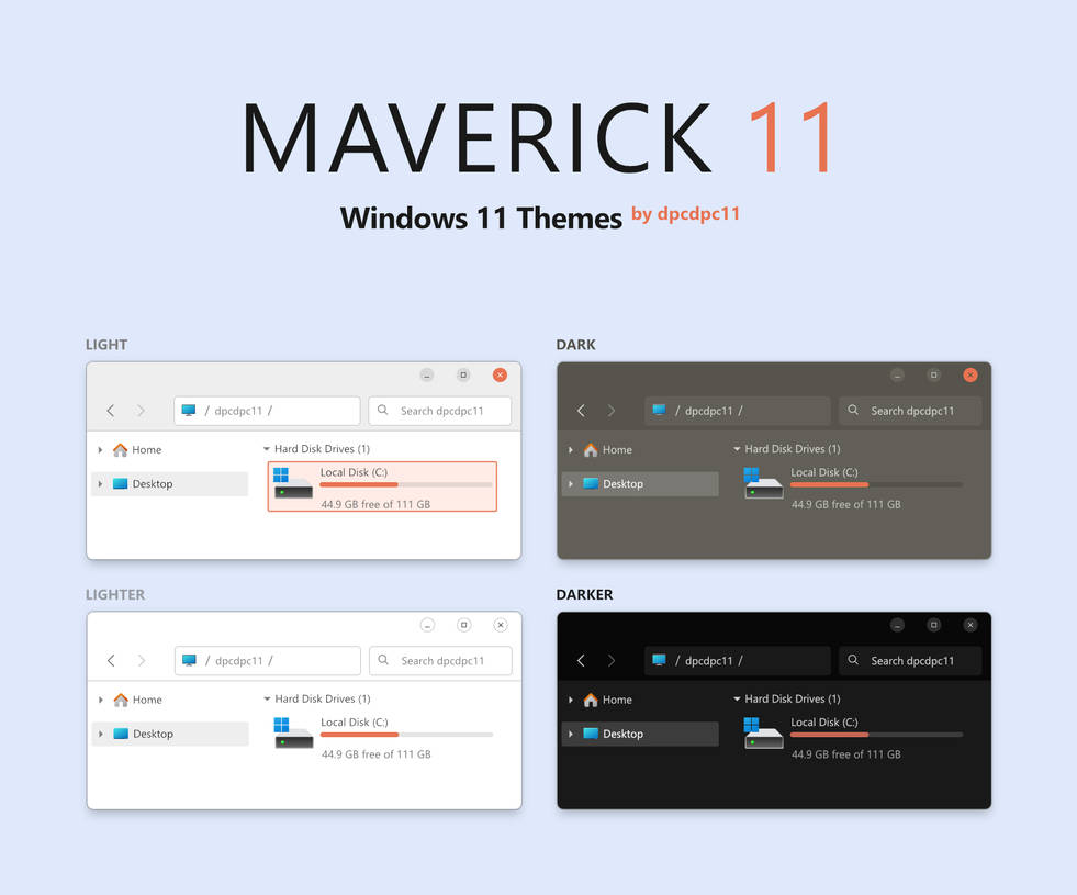 Maverick 11 - Windows 11 Themes (4 in 1)