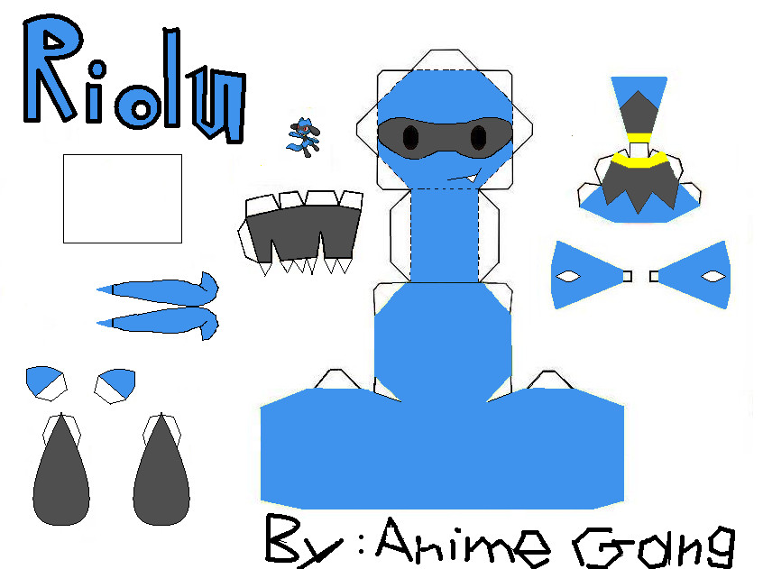 Riolu Papercraft Template