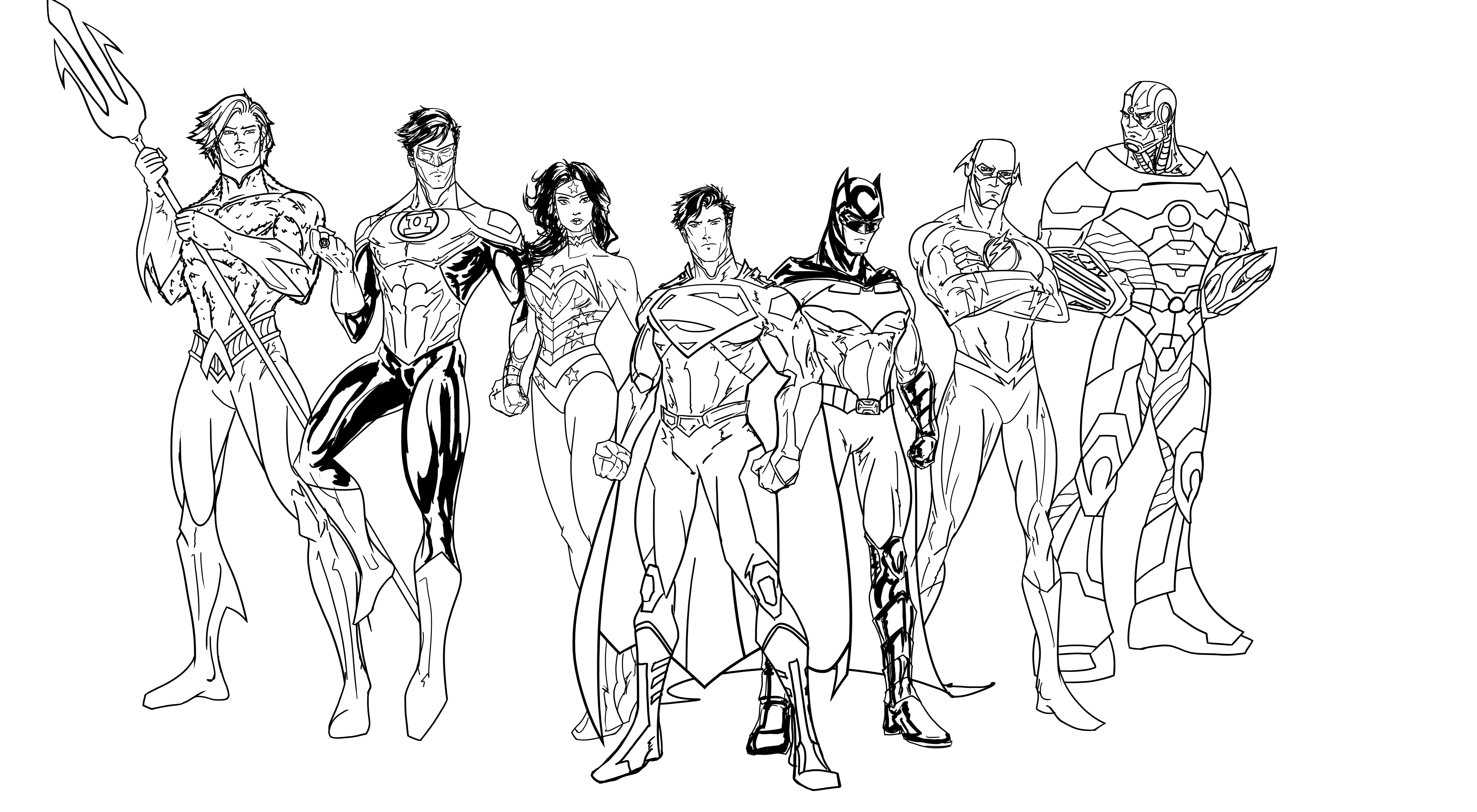 Justice League Line Art WIP (New 52 Super Seven)