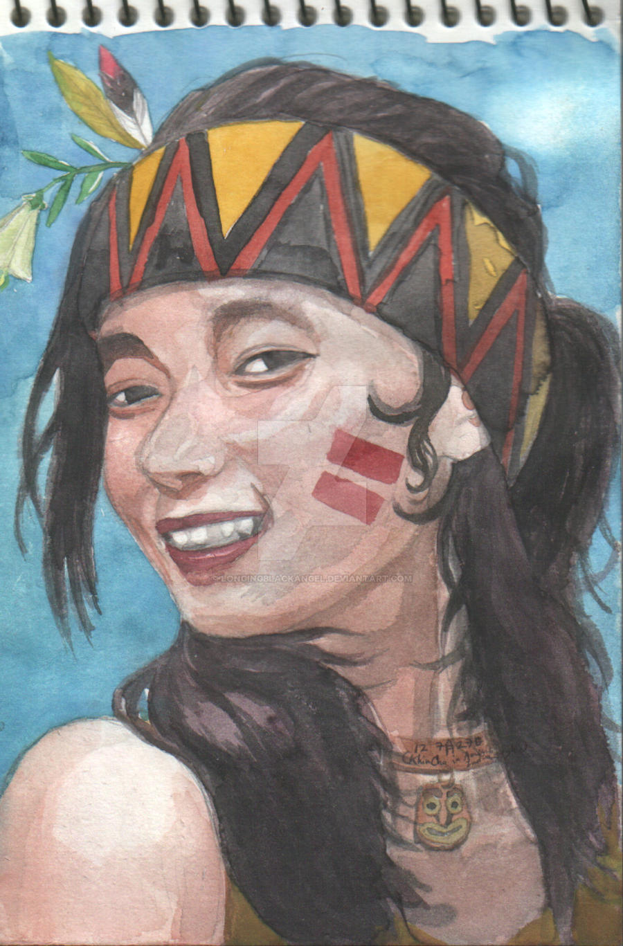 A girl in native American costume