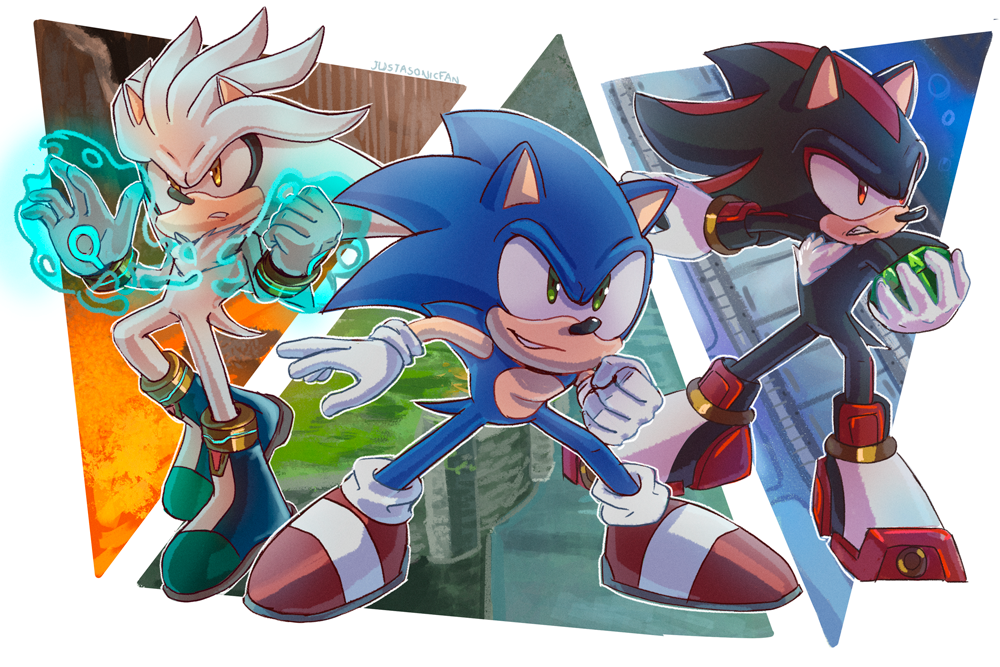 Sonic Shadow Silver  Hedgehog art, Sonic and shadow, Sonic fan art