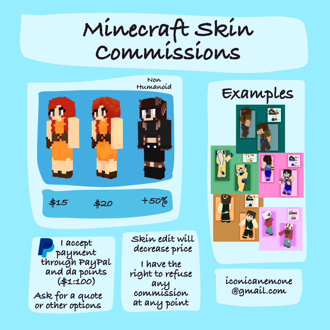 Minecraft Skin Commissions by IconicAnemone on DeviantArt