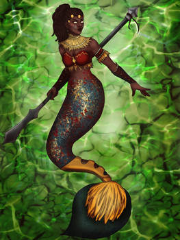 Tribal warrior mermaid