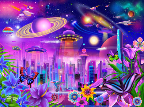 Cosmic City Lights Larger Version