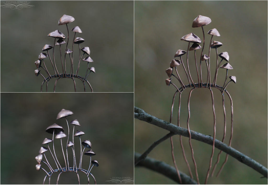 Copper Fungi Hairpin