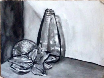 Black and White Watercolor Still Life