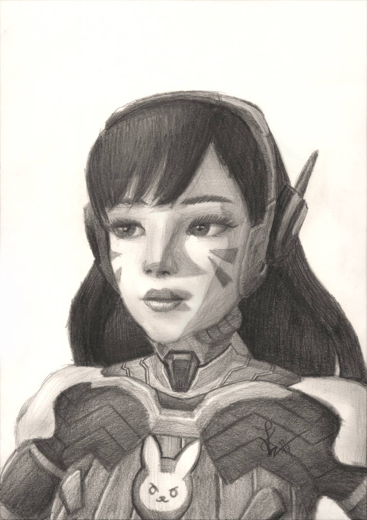 Overwatch D.Va pencil drawing by TheJulinator on DeviantArt