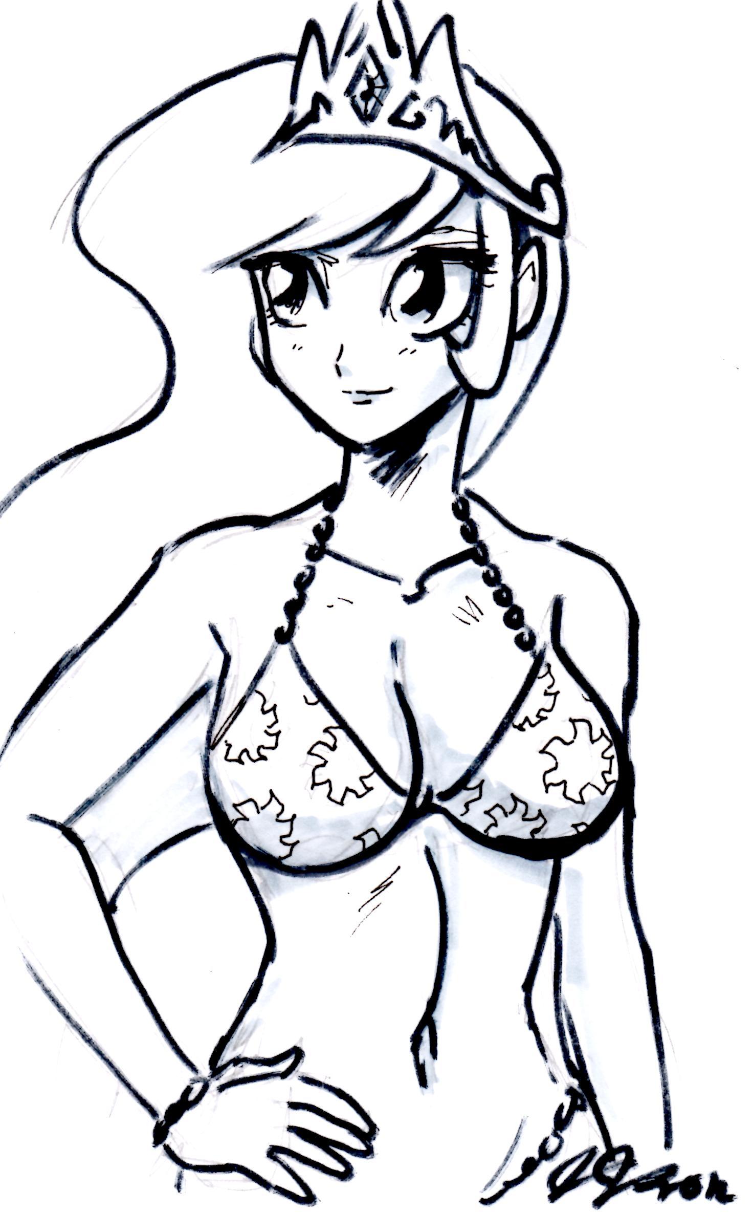 Princess Celestia in a bikini.